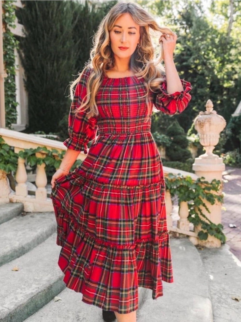 Ivy City Co Madeline Dress in Holiday Plaid NWT